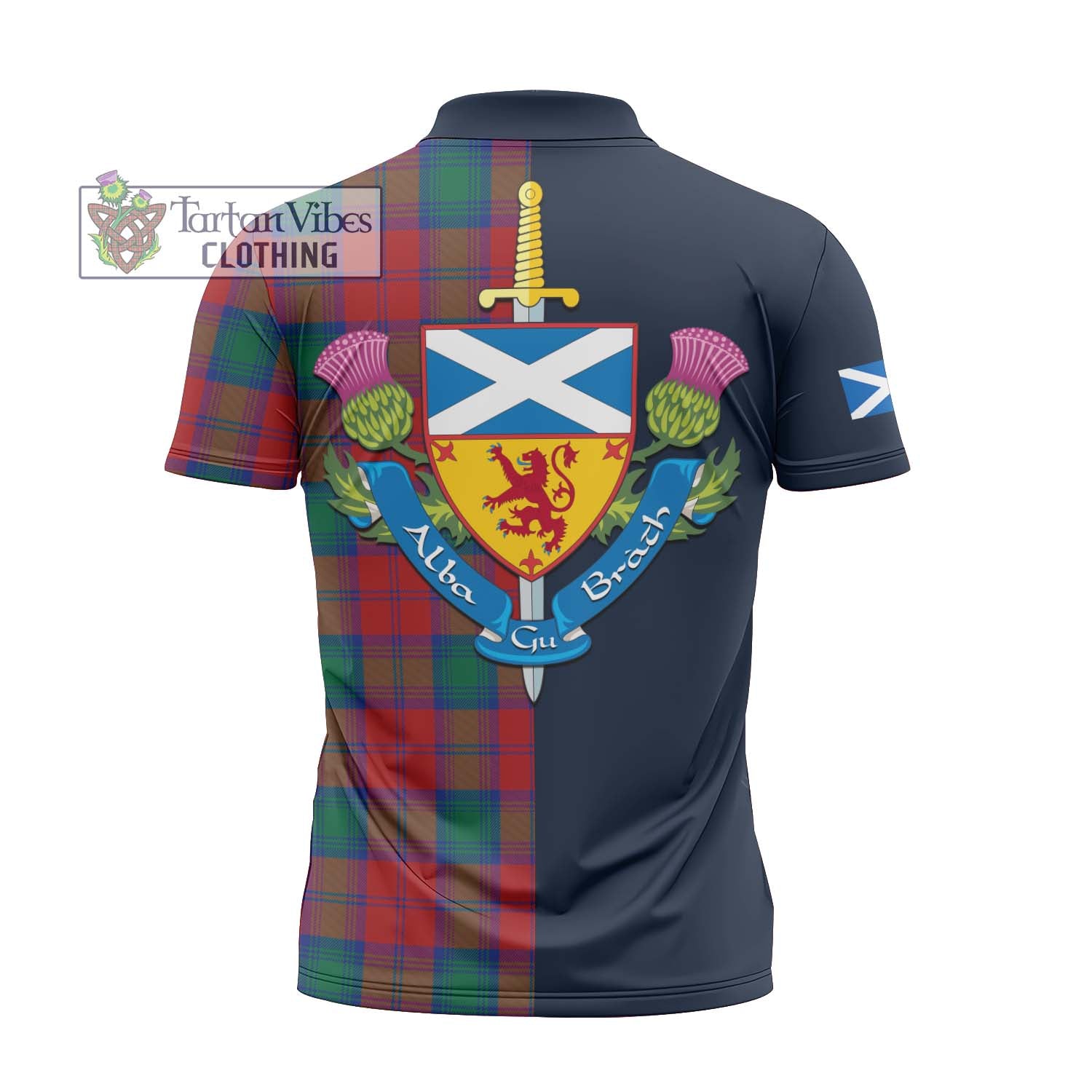 Tartan Vibes Clothing Auchinleck Tartan Zipper Polo Shirt with Scottish Lion Royal Arm Half Style