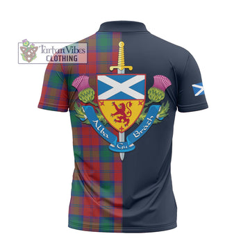 Auchinleck (Affleck) Tartan Zipper Polo Shirt with Scottish Lion Royal Arm Half Style