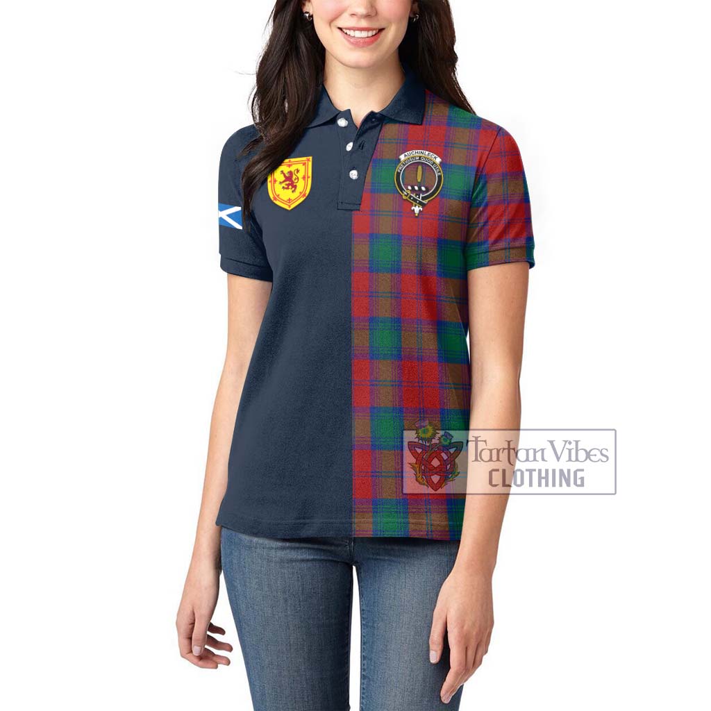 Tartan Vibes Clothing Auchinleck Tartan Women's Polo Shirt with Scottish Lion Royal Arm Half Style