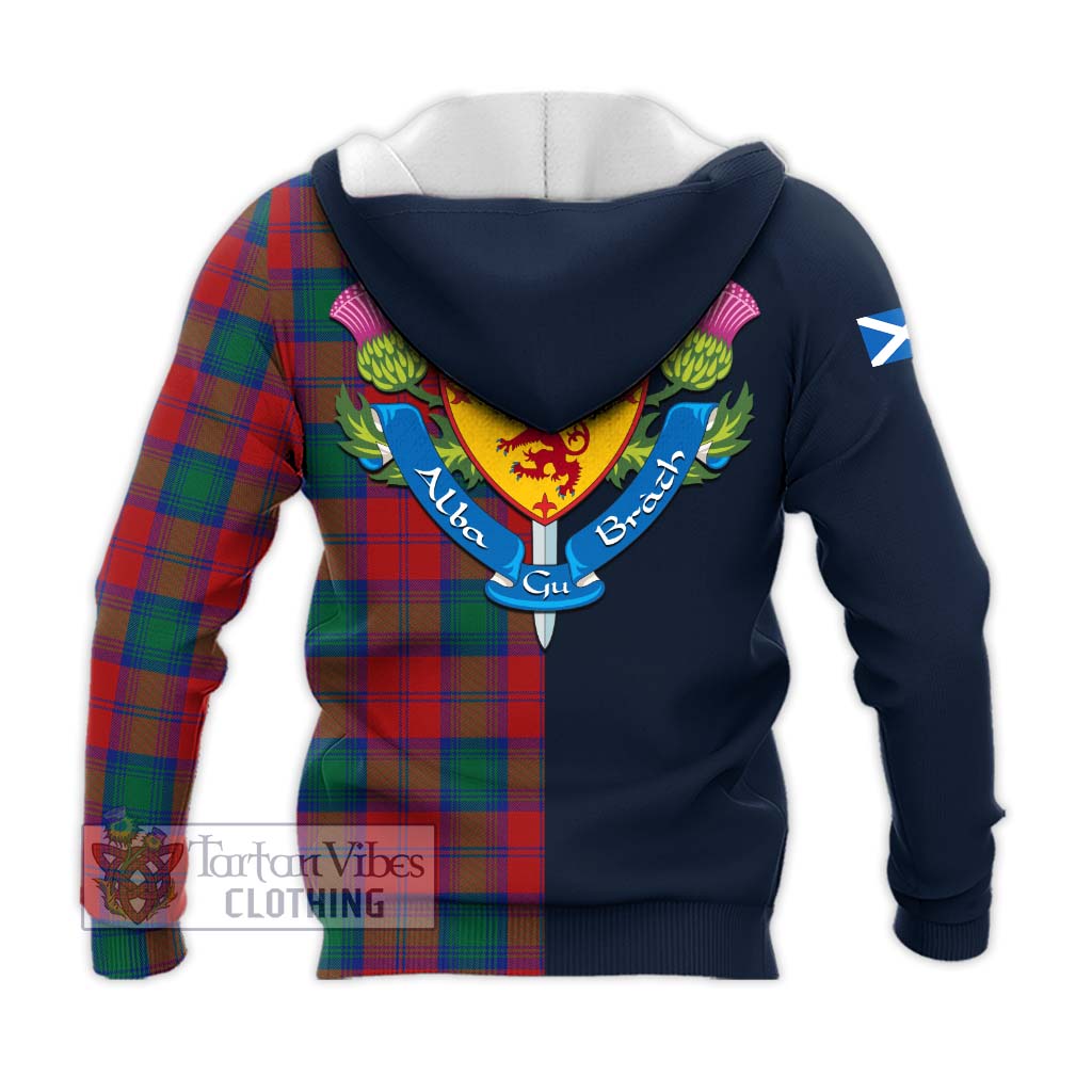 Tartan Vibes Clothing Auchinleck Tartan Knitted Hoodie with Scottish Lion Royal Arm Half Style