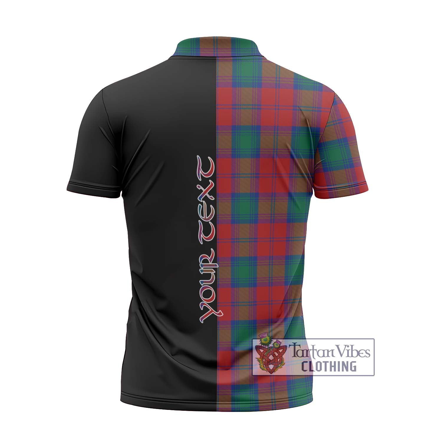 Tartan Vibes Clothing Auchinleck Tartan Zipper Polo Shirt with Family Crest and Half Of Me Style