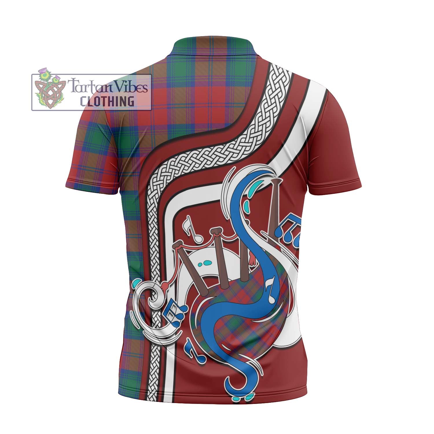 Tartan Vibes Clothing Auchinleck Tartan Zipper Polo Shirt with Epic Bagpipe Style