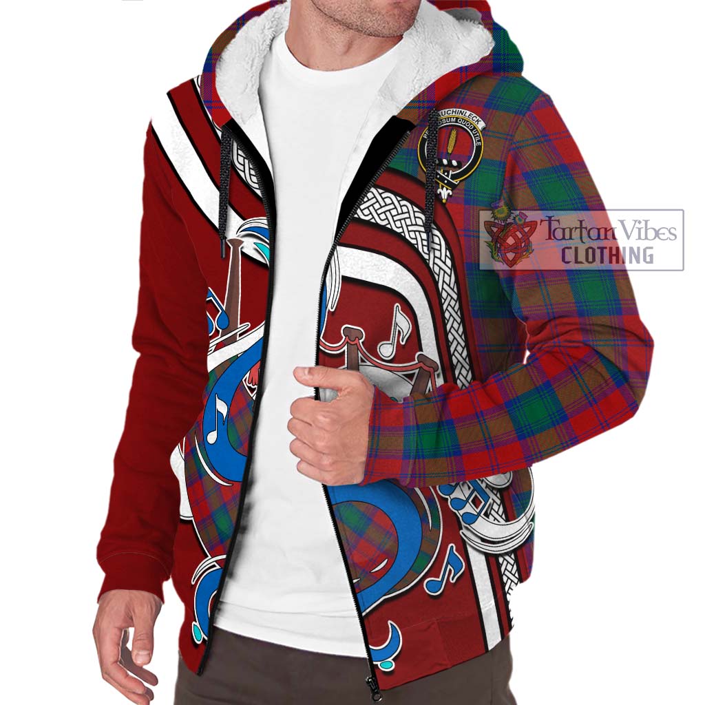 Tartan Vibes Clothing Auchinleck Tartan Sherpa Hoodie with Epic Bagpipe Style