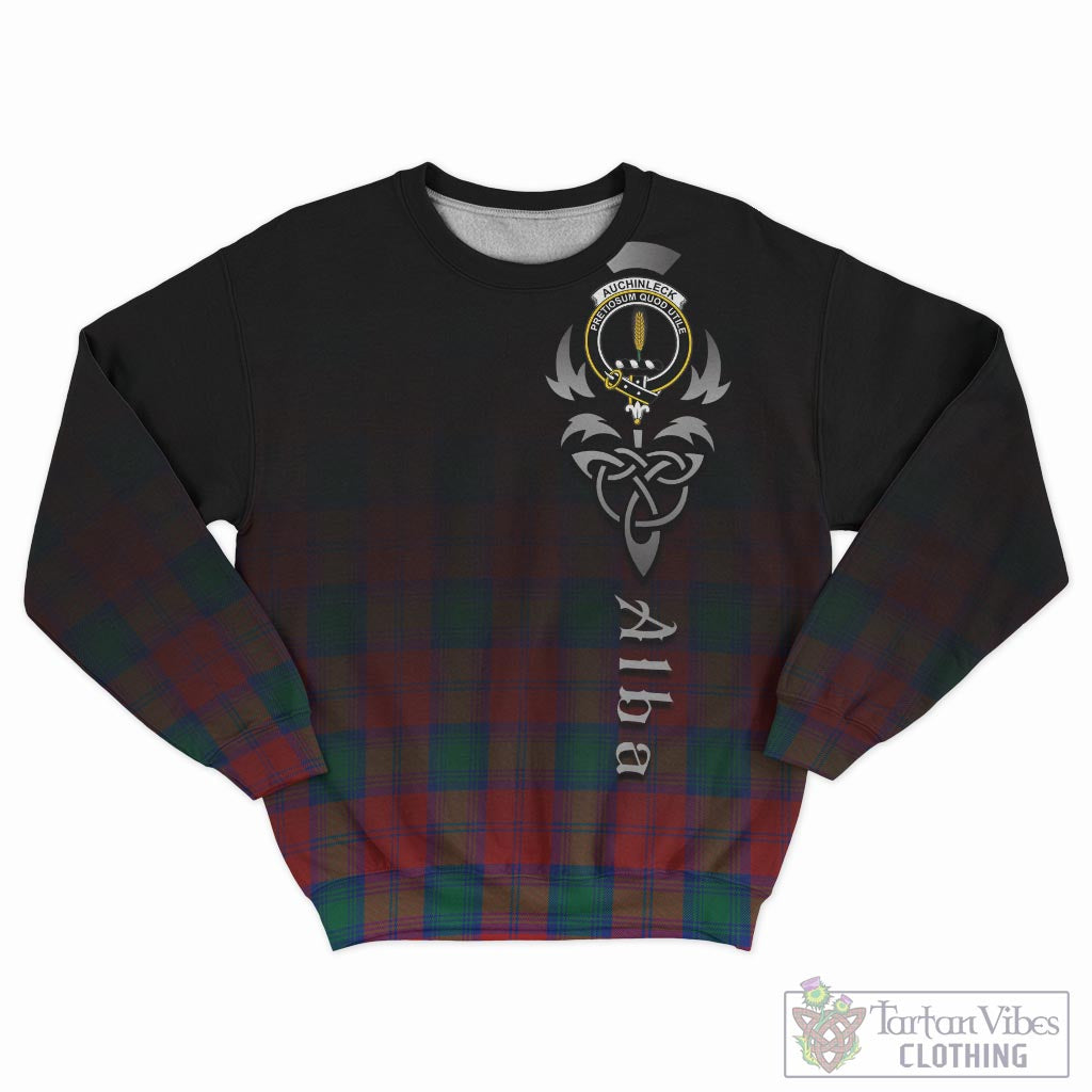 Tartan Vibes Clothing Auchinleck Tartan Sweatshirt Featuring Alba Gu Brath Family Crest Celtic Inspired