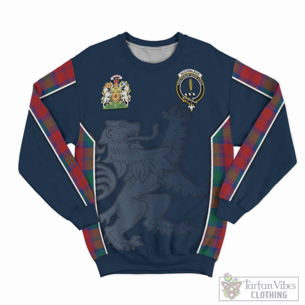 Tartan Vibes Clothing Auchinleck Tartan Sweater with Family Crest and Lion Rampant Vibes Sport Style