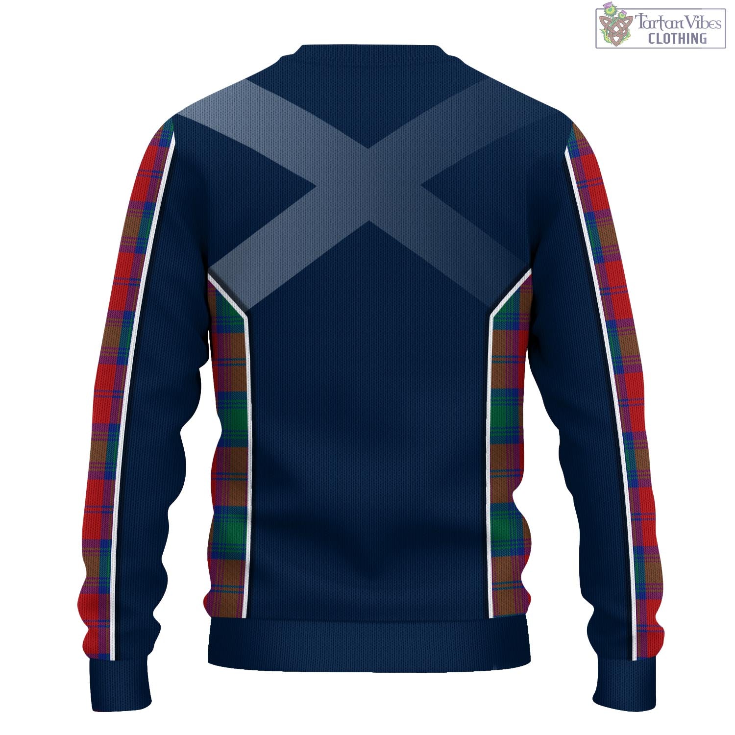 Tartan Vibes Clothing Auchinleck Tartan Knitted Sweatshirt with Family Crest and Scottish Thistle Vibes Sport Style