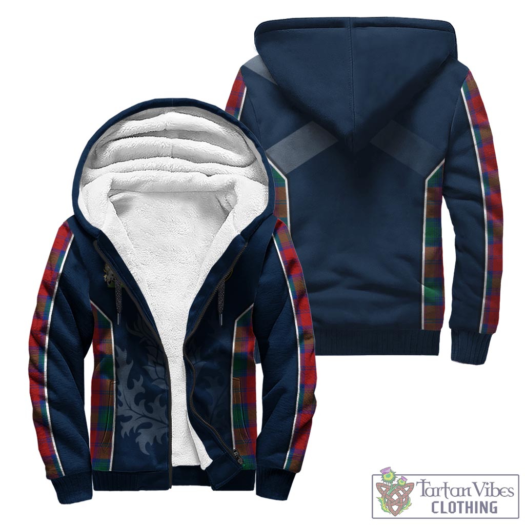 Tartan Vibes Clothing Auchinleck Tartan Sherpa Hoodie with Family Crest and Scottish Thistle Vibes Sport Style