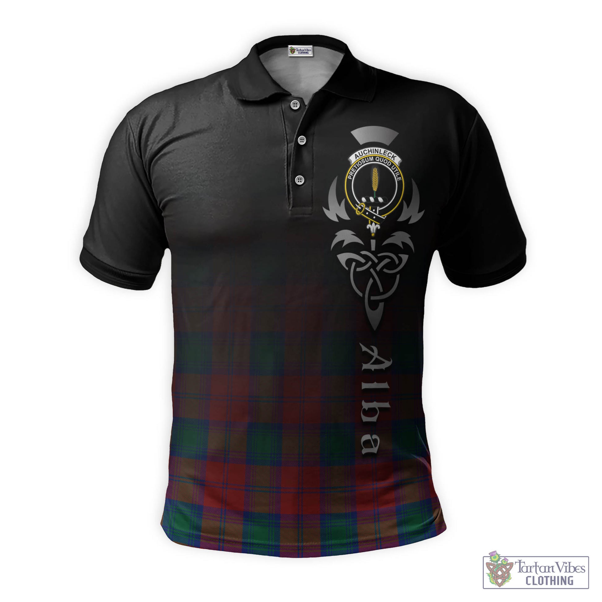 Tartan Vibes Clothing Auchinleck Tartan Polo Shirt Featuring Alba Gu Brath Family Crest Celtic Inspired