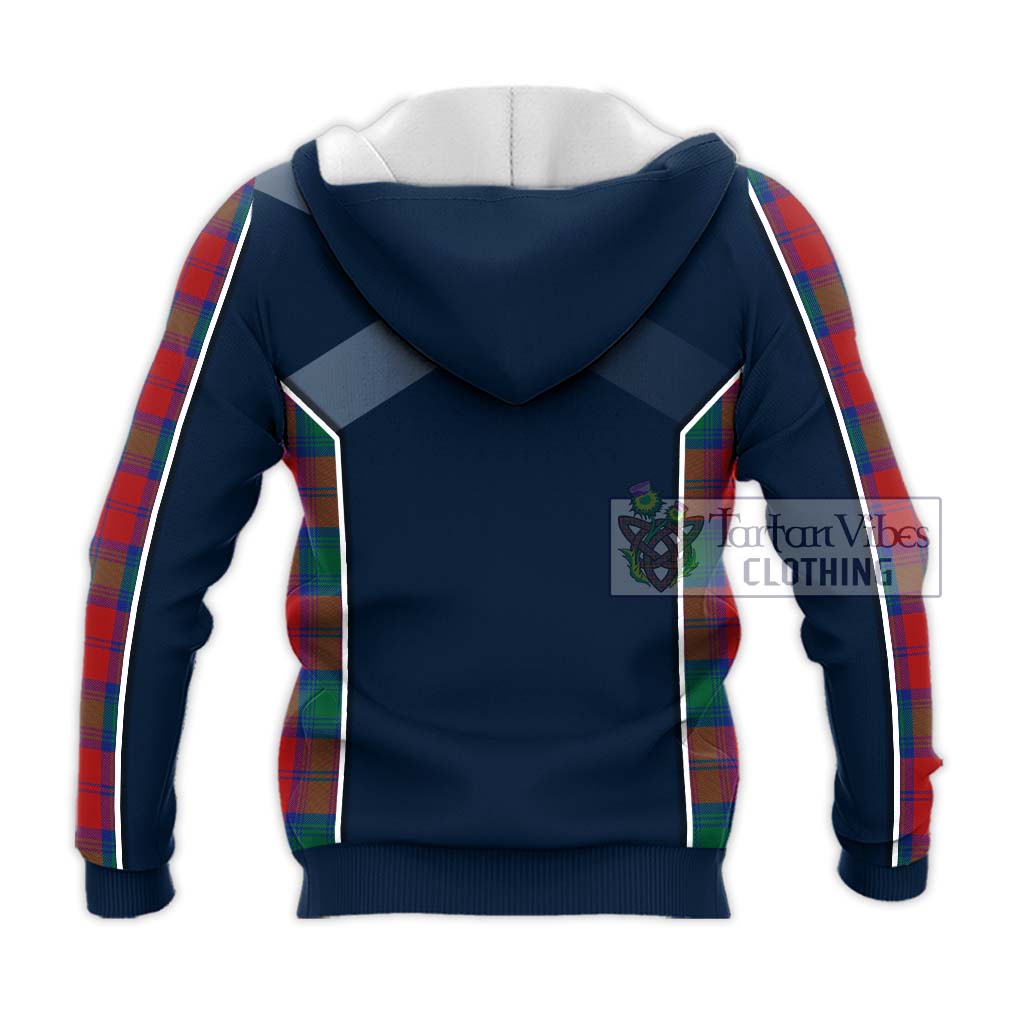 Tartan Vibes Clothing Auchinleck Tartan Knitted Hoodie with Family Crest and Lion Rampant Vibes Sport Style