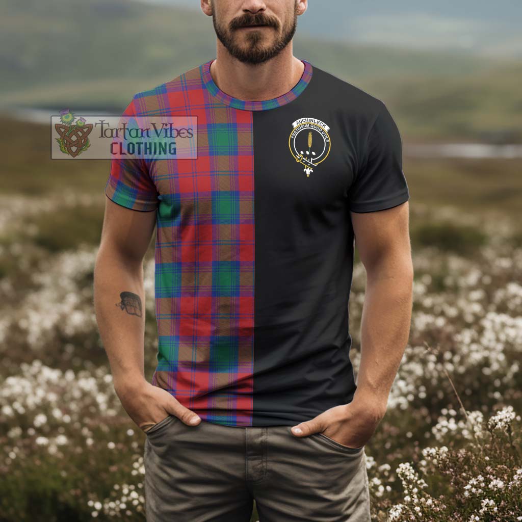 Tartan Vibes Clothing Auchinleck Tartan T-Shirt with Family Crest and Half Of Me Style