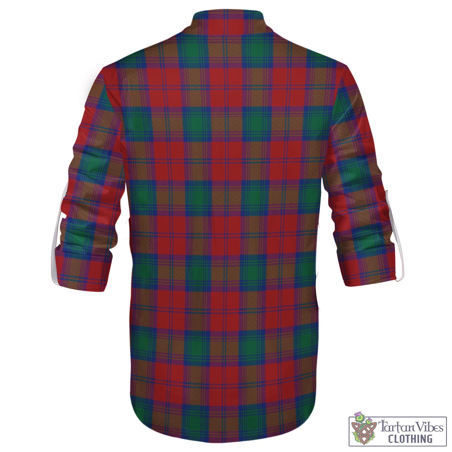 Tartan Vibes Clothing Auchinleck Tartan Men's Scottish Traditional Jacobite Ghillie Kilt Shirt with Family Crest