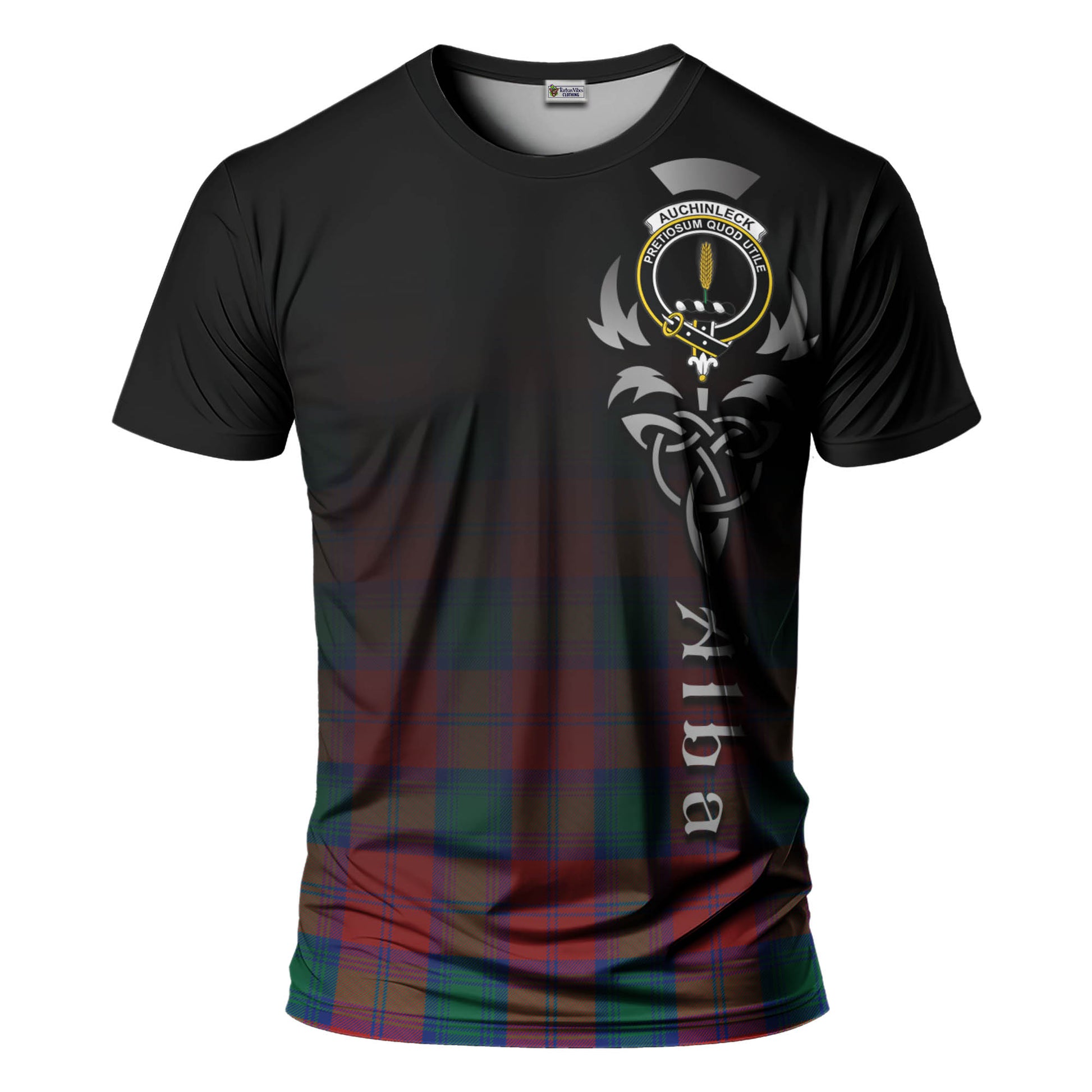 Tartan Vibes Clothing Auchinleck Tartan T-Shirt Featuring Alba Gu Brath Family Crest Celtic Inspired