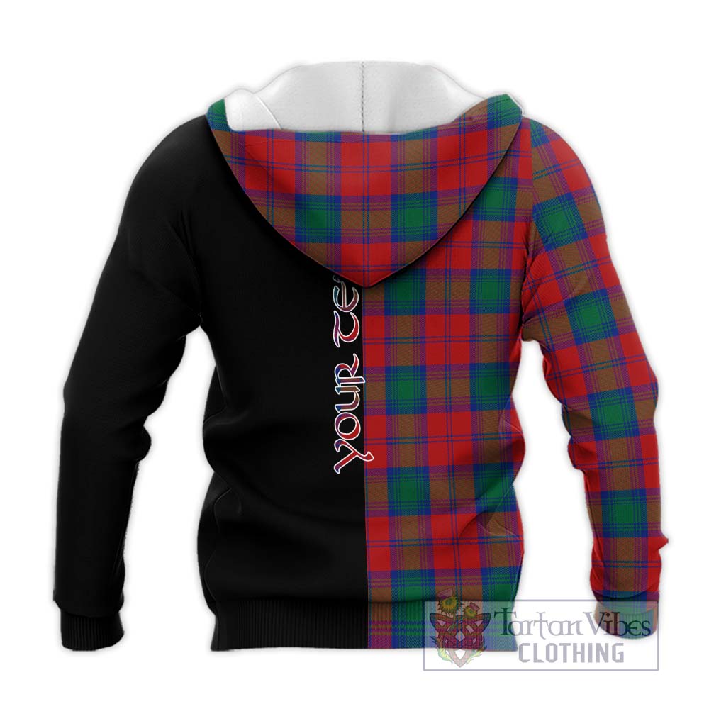 Tartan Vibes Clothing Auchinleck Tartan Knitted Hoodie with Family Crest and Half Of Me Style