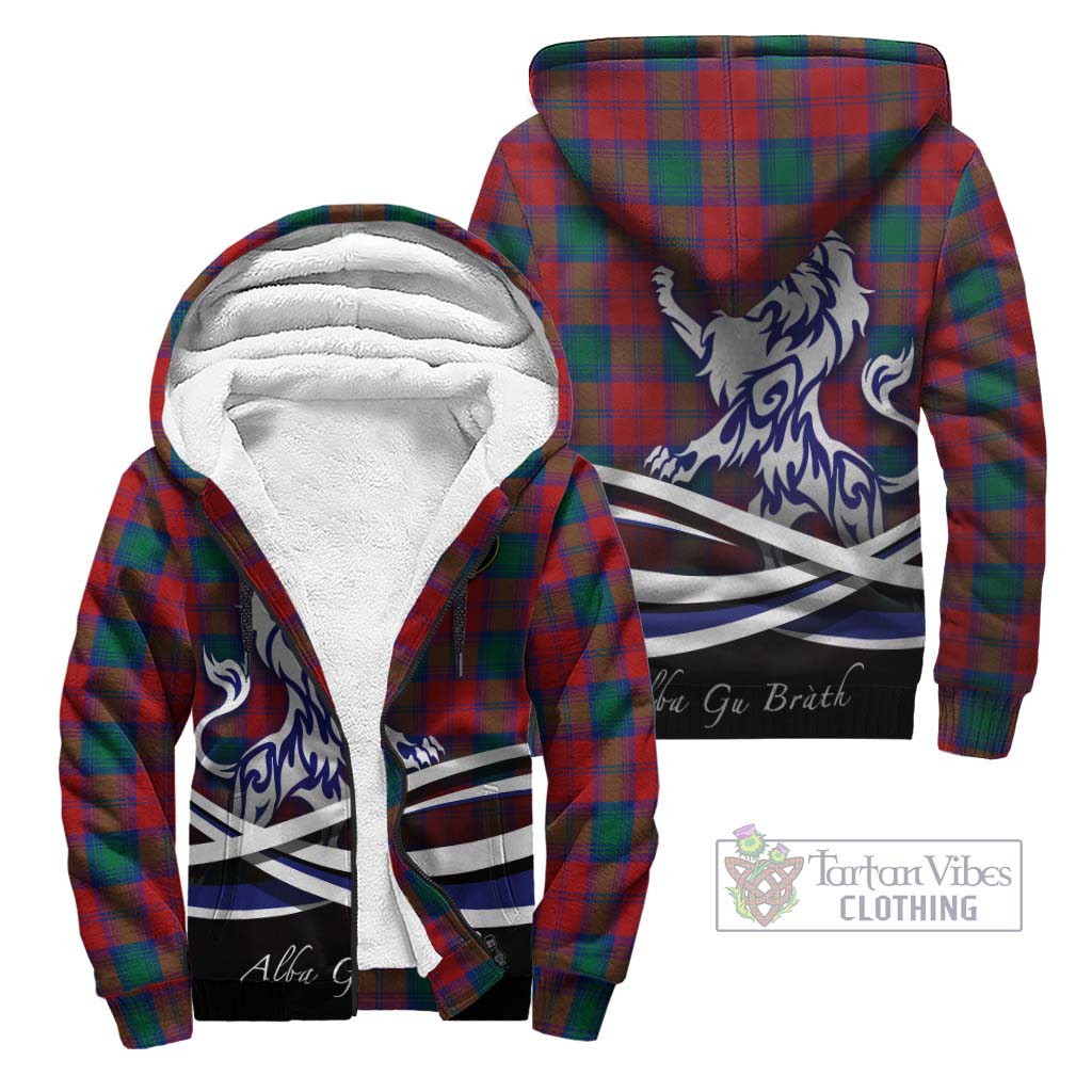 Tartan Vibes Clothing Auchinleck Tartan Sherpa Hoodie with Alba Gu Brath Regal Lion Emblem