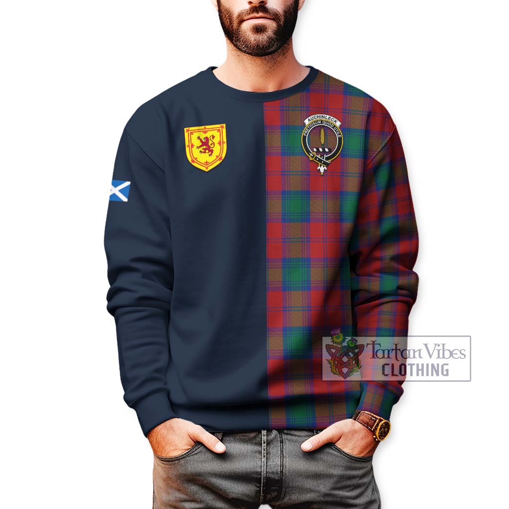 Tartan Vibes Clothing Auchinleck Tartan Sweatshirt with Scottish Lion Royal Arm Half Style