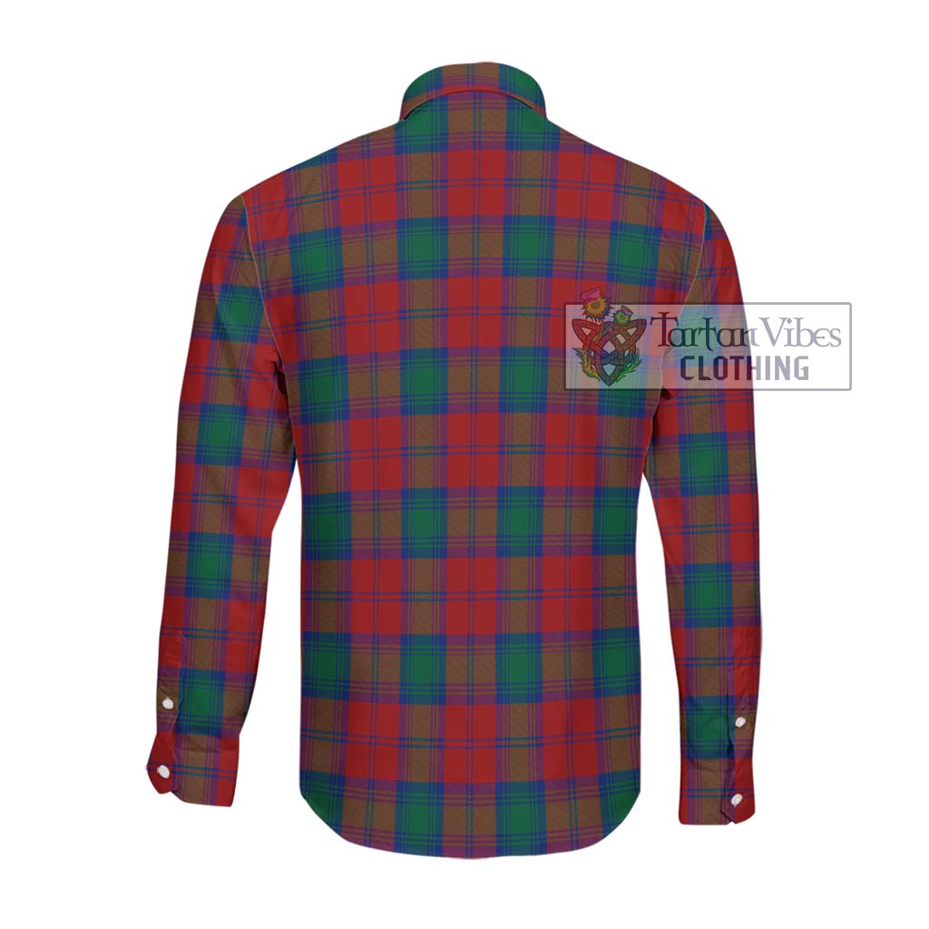 Tartan Vibes Clothing Auchinleck Tartan Long Sleeve Button Shirt with Family Crest DNA In Me Style