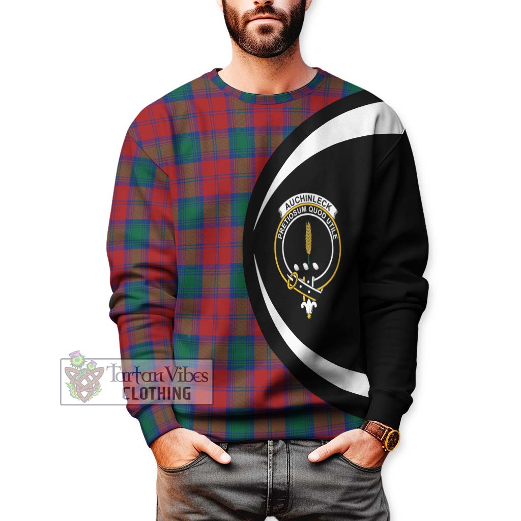 Tartan Vibes Clothing Auchinleck Tartan Sweatshirt with Family Crest Circle Style