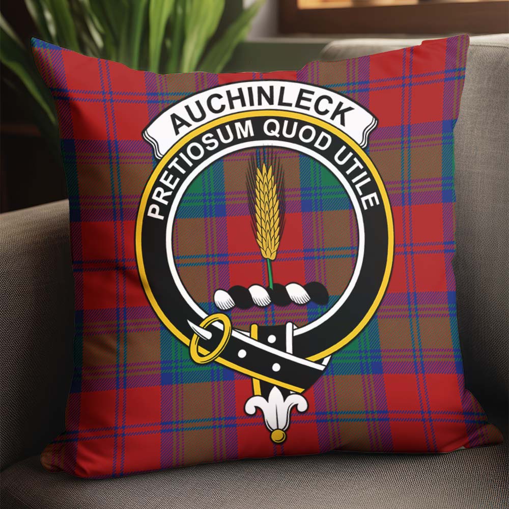 Auchinleck Tartan Pillow Cover with Family Crest - Tartanvibesclothing