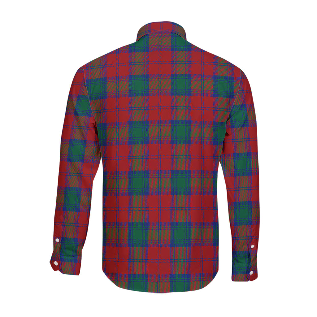 Auchinleck Tartan Long Sleeve Button Up Shirt with Family Crest - Tartanvibesclothing