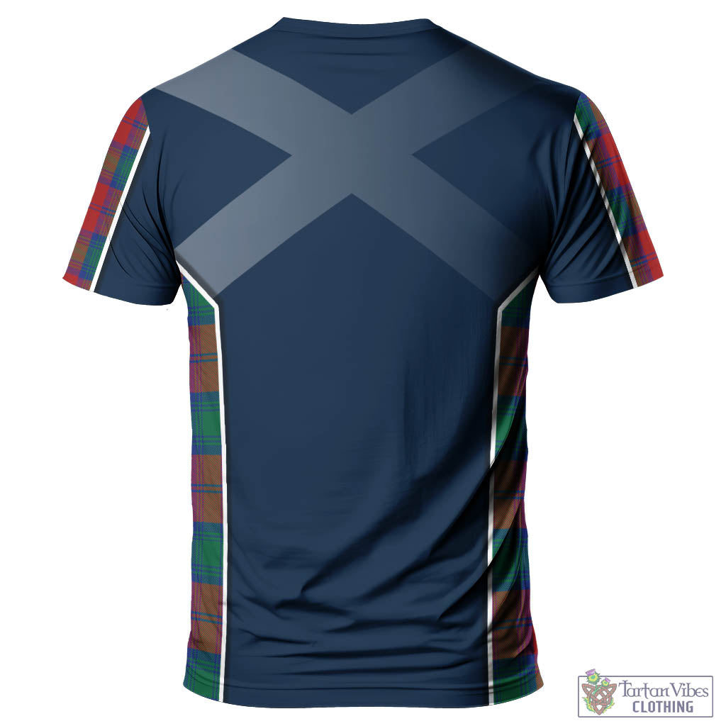 Tartan Vibes Clothing Auchinleck Tartan T-Shirt with Family Crest and Scottish Thistle Vibes Sport Style