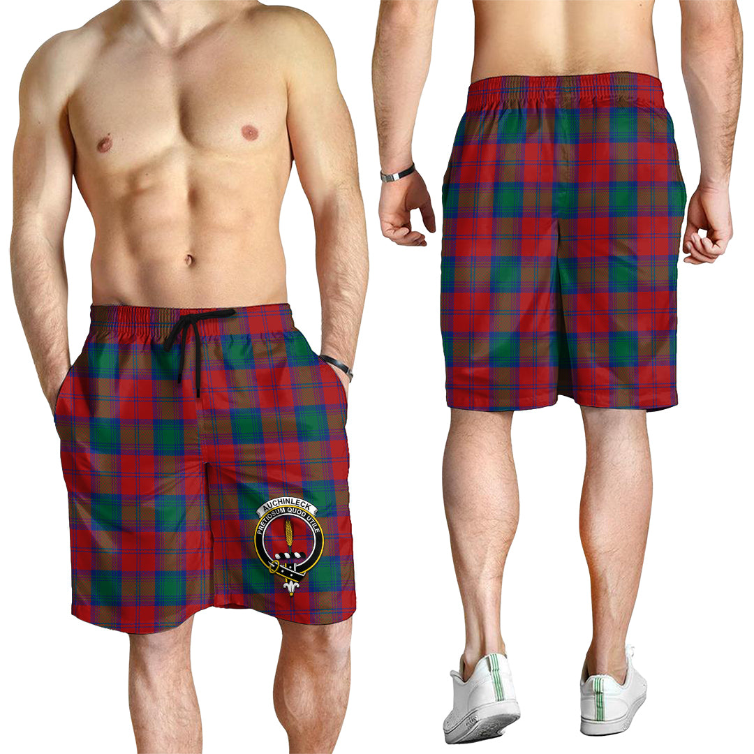 Auchinleck Tartan Mens Shorts with Family Crest - Tartanvibesclothing