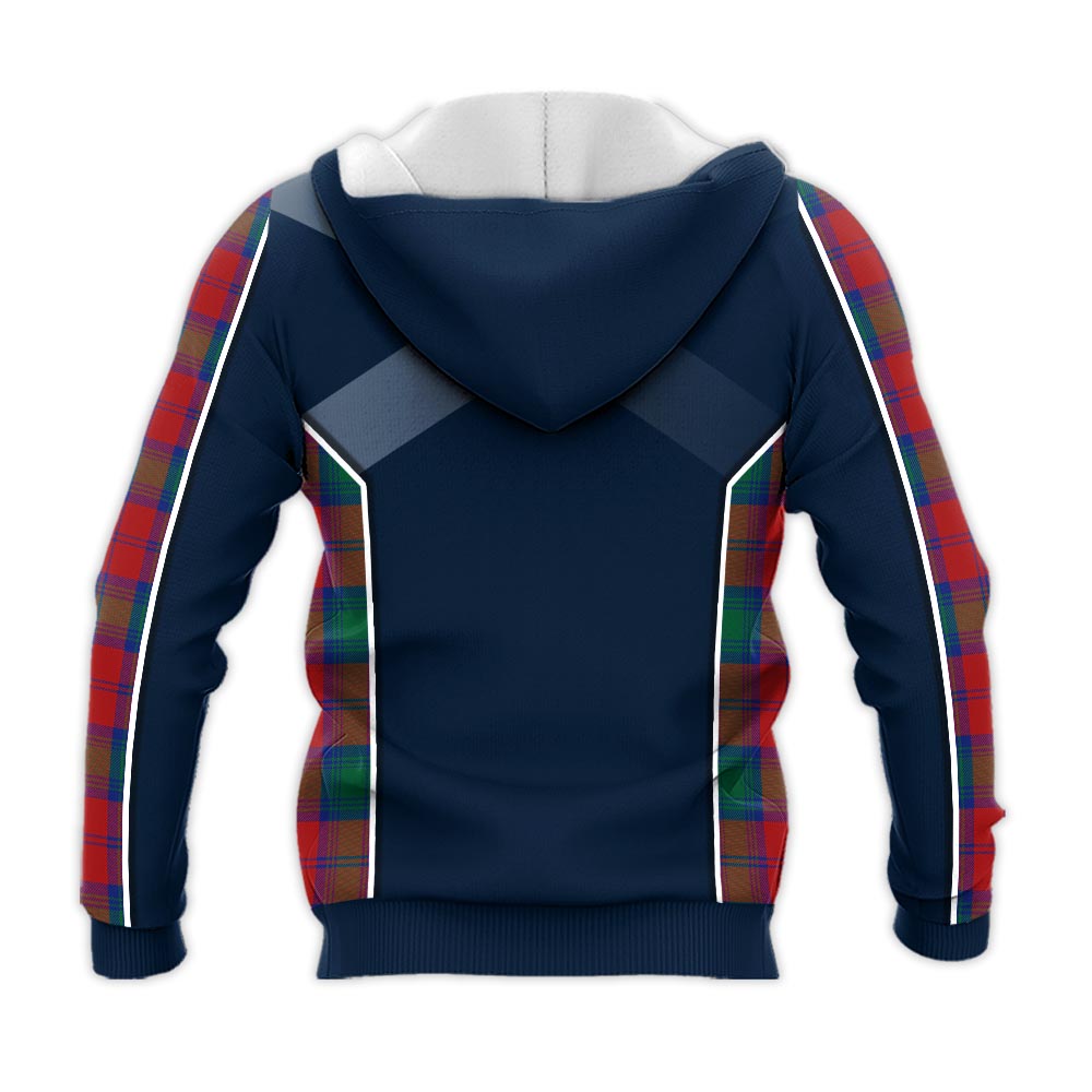 Tartan Vibes Clothing Auchinleck Tartan Knitted Hoodie with Family Crest and Scottish Thistle Vibes Sport Style