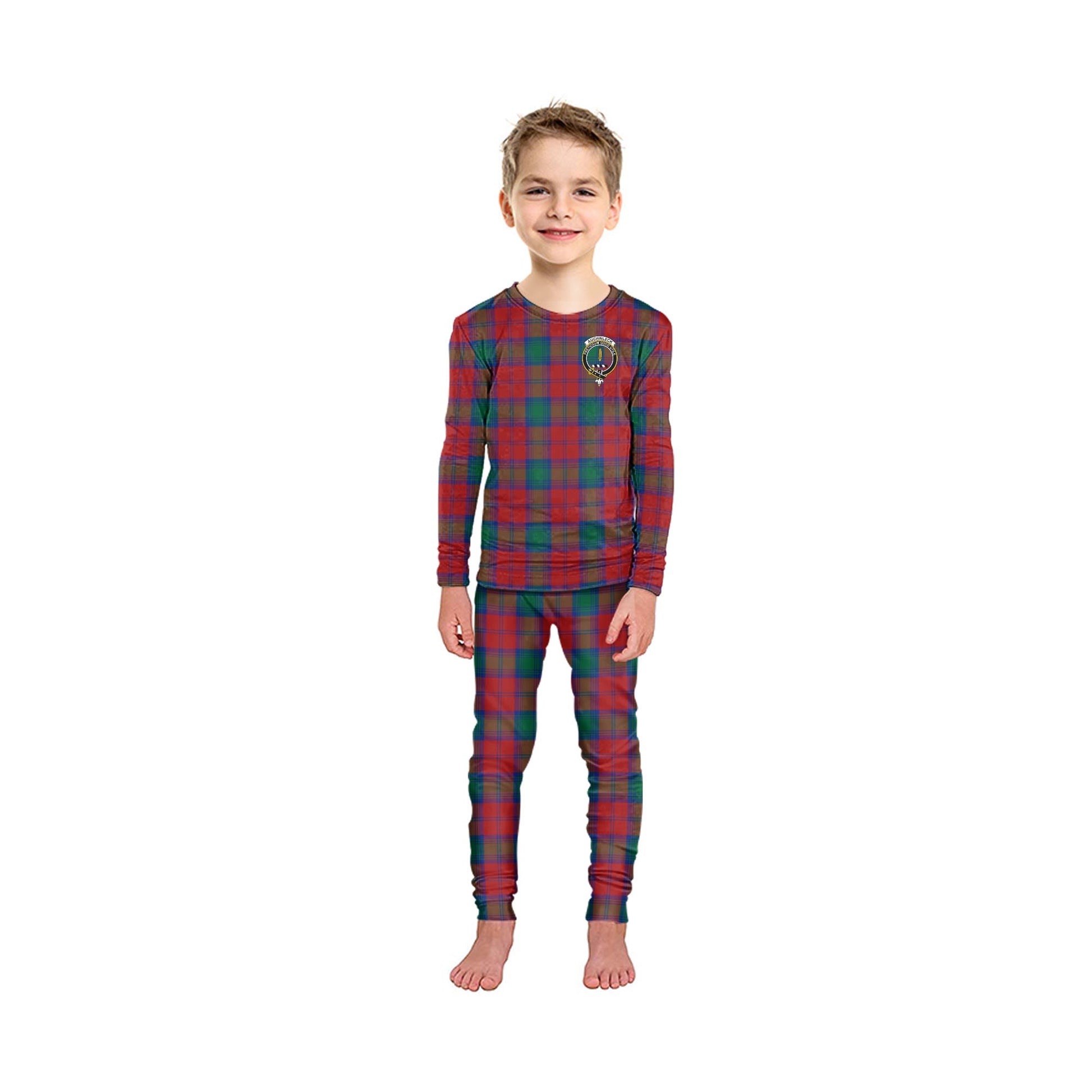 Auchinleck Tartan Pajamas Family Set with Family Crest - Tartanvibesclothing