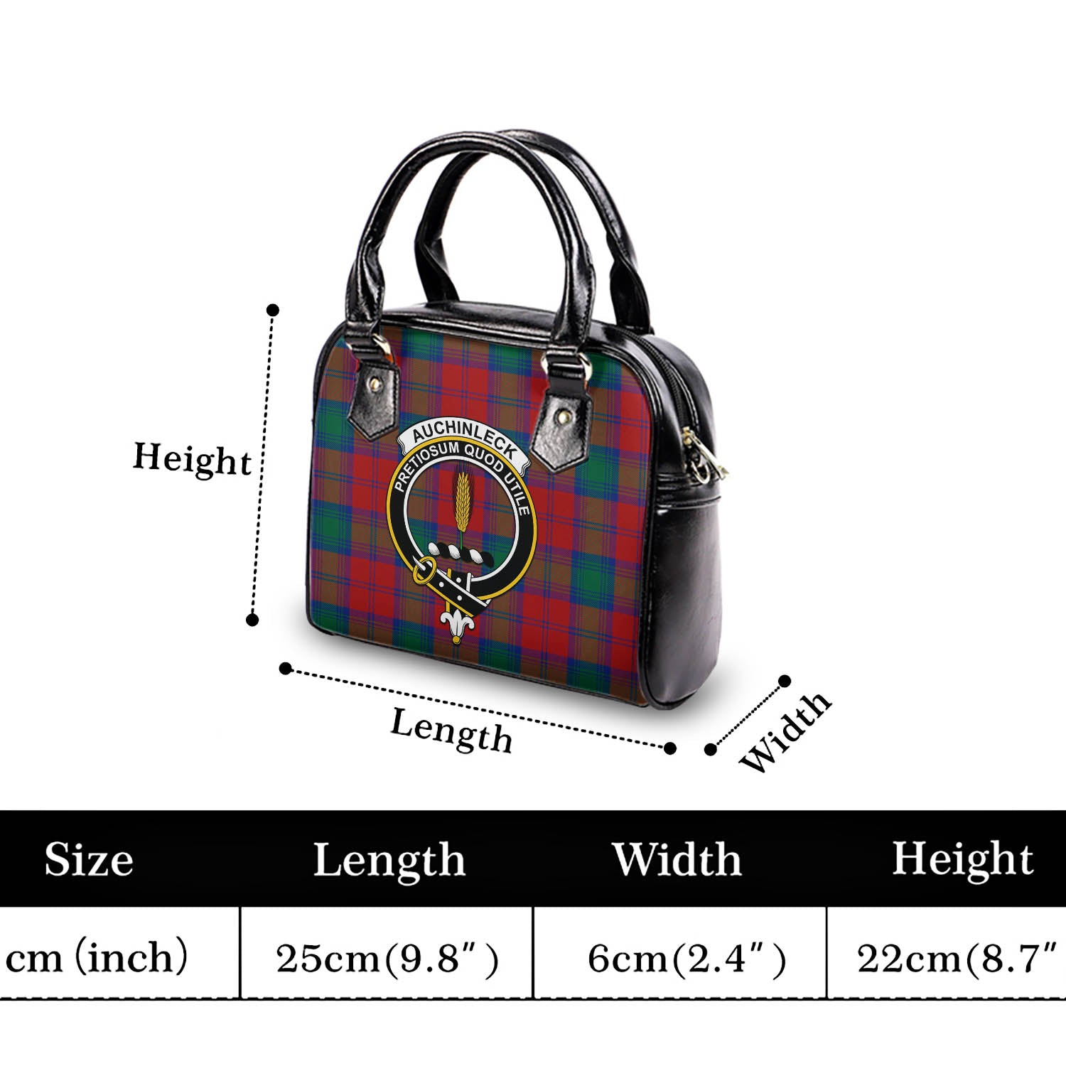 Auchinleck Tartan Shoulder Handbags with Family Crest - Tartanvibesclothing