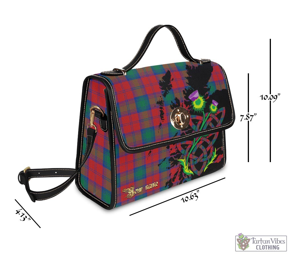 Tartan Vibes Clothing Auchinleck Tartan Waterproof Canvas Bag with Scotland Map and Thistle Celtic Accents