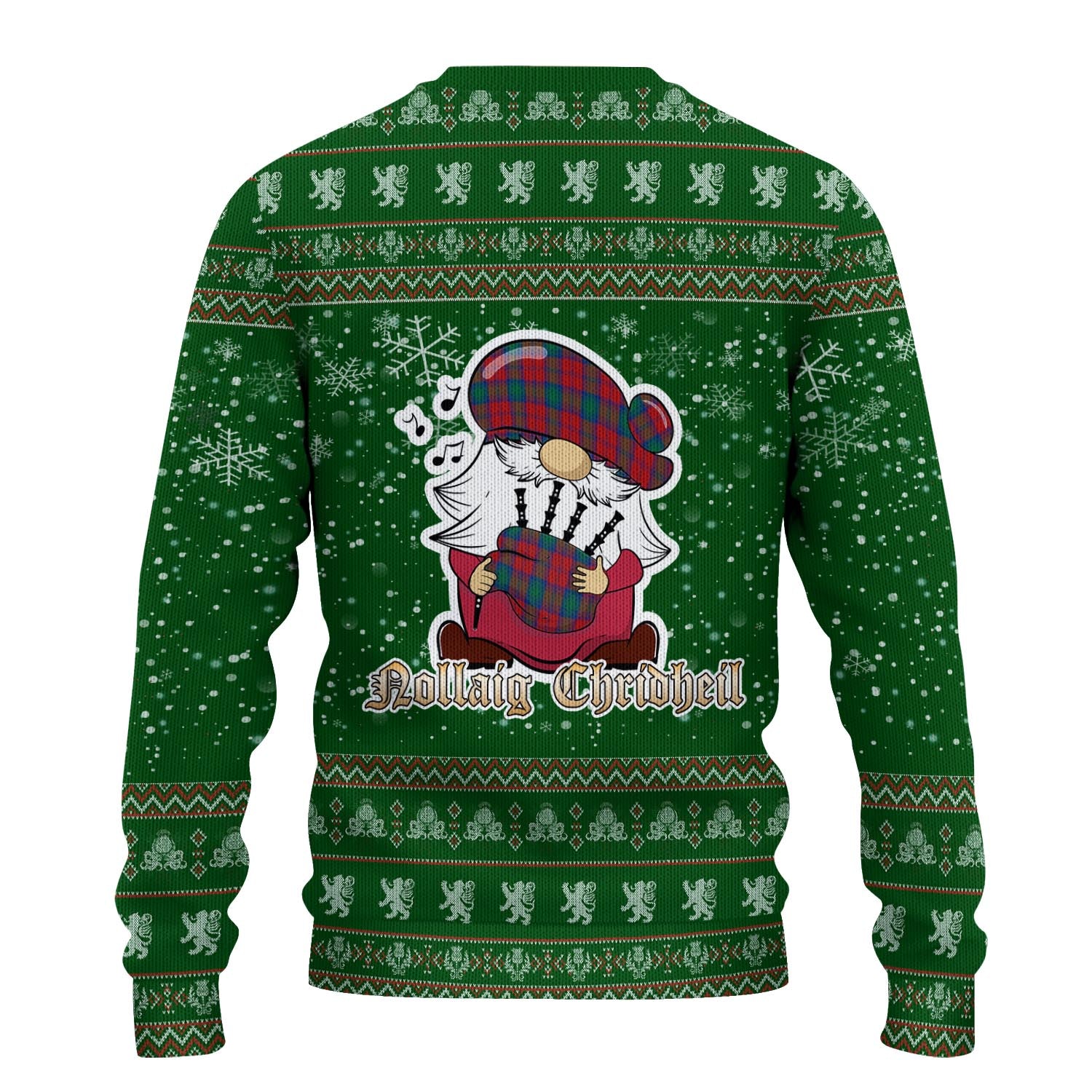 Auchinleck Clan Christmas Family Knitted Sweater with Funny Gnome Playing Bagpipes - Tartanvibesclothing