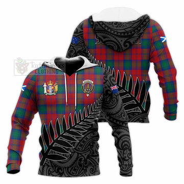 Auchinleck (Affleck) Crest Tartan Knitted Hoodie with New Zealand Silver Fern Half Style