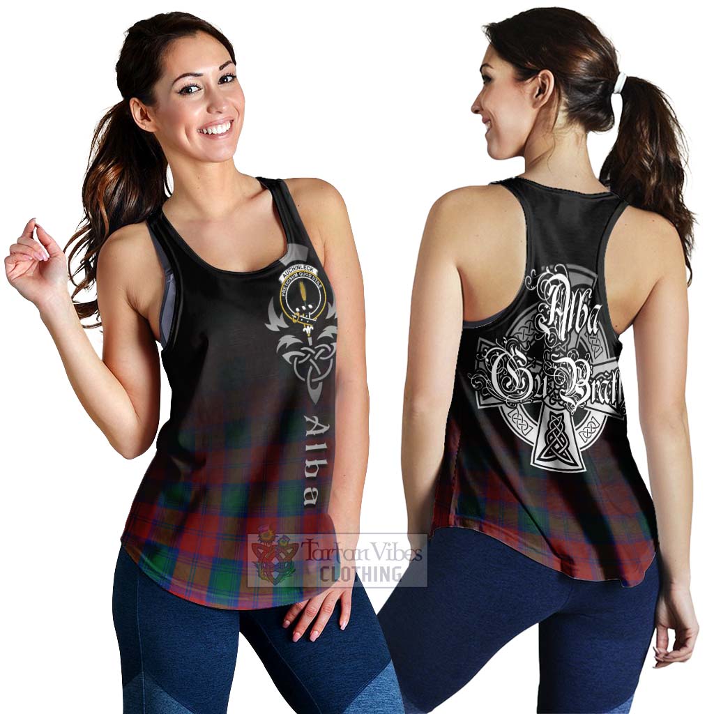 Tartan Vibes Clothing Auchinleck (Affleck) Tartan Women's Racerback Tanks Featuring Alba Gu Brath Family Crest Celtic Inspired