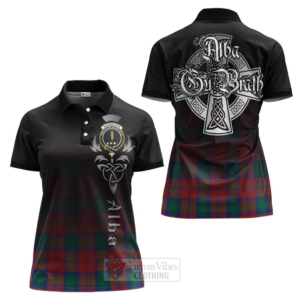 Tartan Vibes Clothing Auchinleck (Affleck) Tartan Women's Polo Shirt Featuring Alba Gu Brath Family Crest Celtic Inspired