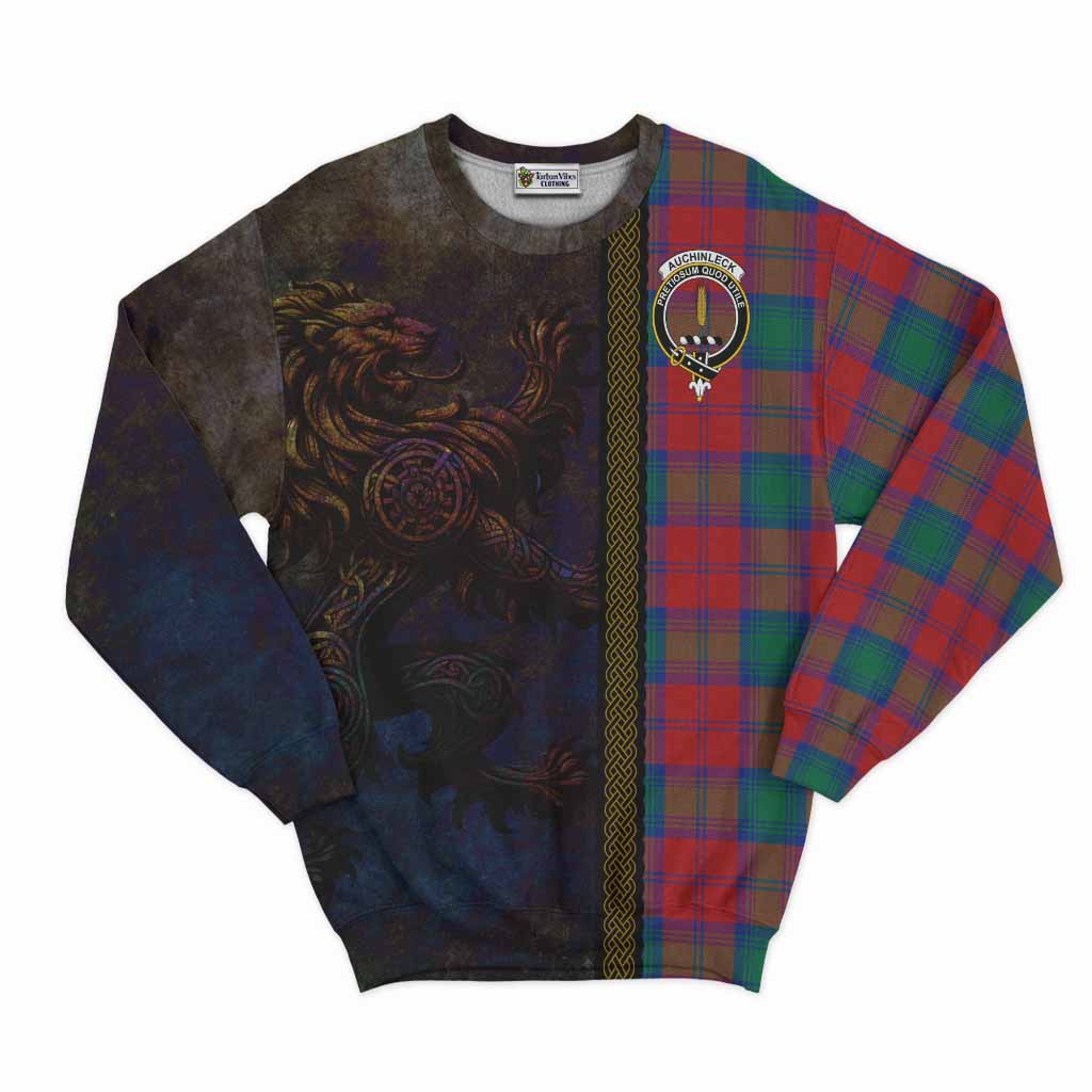 Auchinleck (Affleck) Tartan Family Crest Sweatshirt Alba Gu Brath Be Brave Lion Ancient Style Unisex - Tartan Vibes Clothing