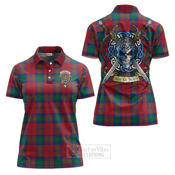 Auchinleck (Affleck) Tartan Women's Polo Shirt with Family Crest Celtic Skull Style Women - Tartan Vibes Clothing