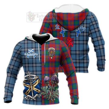 Auchinleck (Affleck) Tartan Knitted Hoodie Happy St. Andrew's Day Half Tartan Style