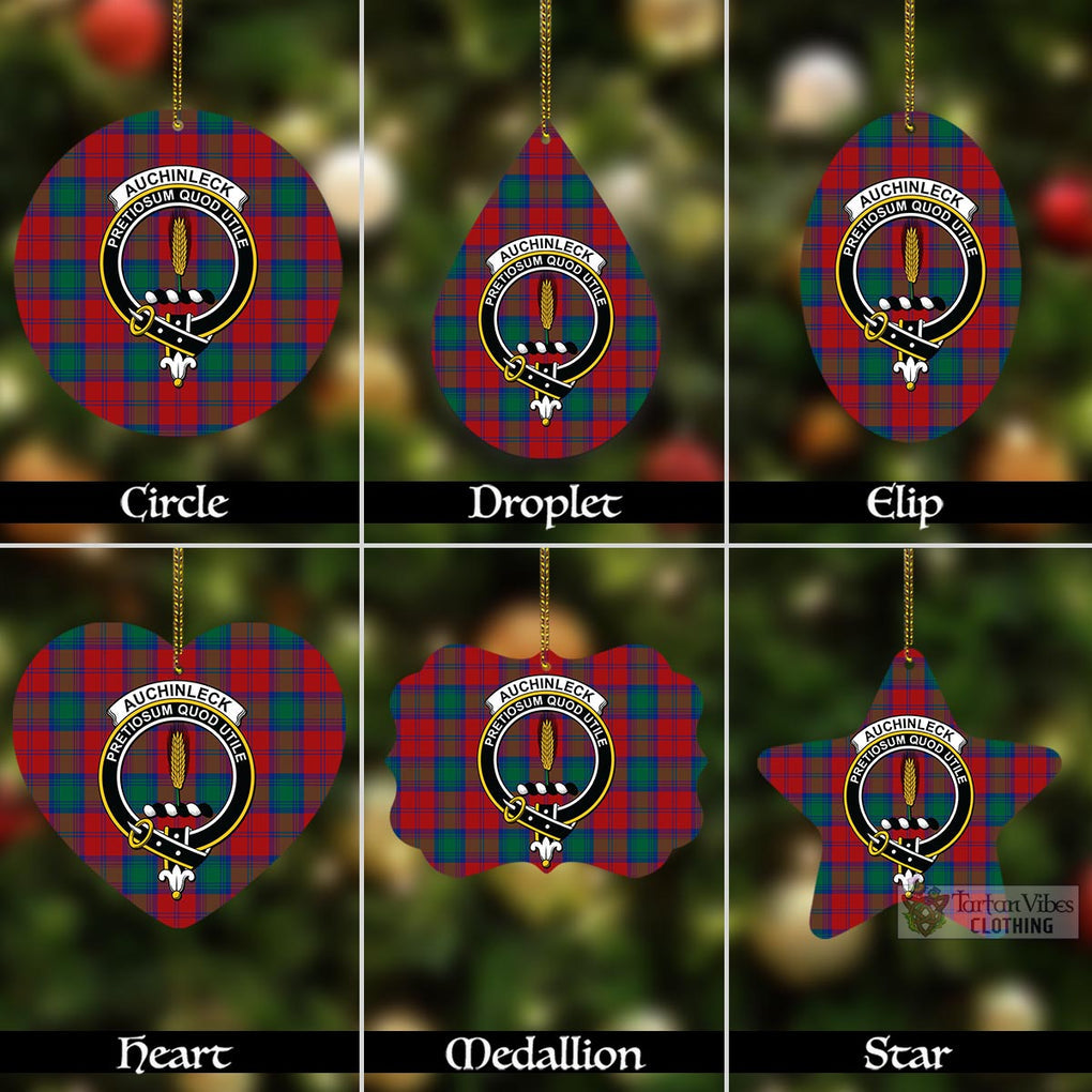 Tartan Vibes Clothing Auchinleck (Affleck) Tartan Christmas Aluminium Ornament with Family Crest