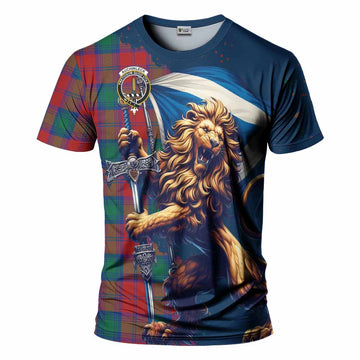 Auchinleck (Affleck) Tartan Family Crest T-Shirt with Scottish Majestic Lion