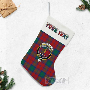 Auchinleck (Affleck) Tartan Family Crest Christmas Stocking with Personalized Text