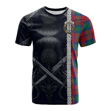 Auchinleck (Affleck) Tartan Cotton T-shirt with Family Crest Cross Sword Thistle Celtic Vibes Kid's Shirt - Tartan Vibes Clothing