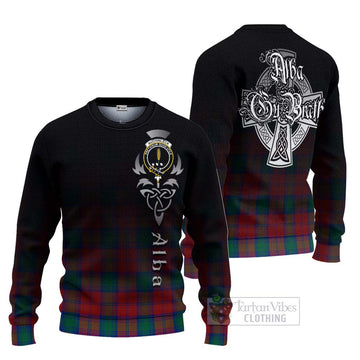 Auchinleck (Affleck) Tartan Knitted Sweater Featuring Alba Gu Brath Family Crest Celtic Inspired