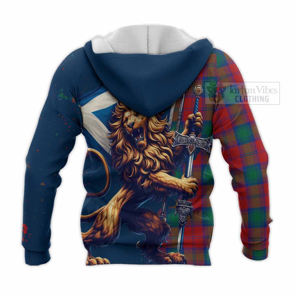 Tartan Vibes Clothing Auchinleck (Affleck) Tartan Family Crest Knitted Hoodie with Scottish Majestic Lion