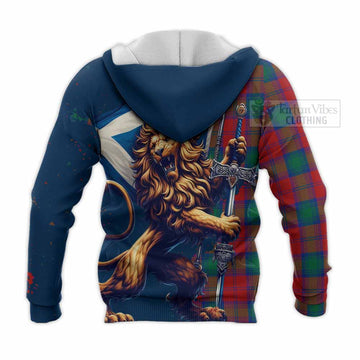 Auchinleck (Affleck) Tartan Family Crest Knitted Hoodie with Scottish Majestic Lion