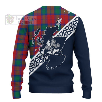 Auchinleck (Affleck) Tartan Knitted Sweater Featuring Thistle and Scotland Map