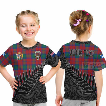 Auchinleck (Affleck) Crest Tartan Kid T-Shirt with New Zealand Silver Fern Half Style - Tartan Vibes Clothing