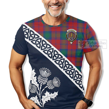 Auchinleck (Affleck) Tartan T-Shirt Featuring Thistle and Scotland Map