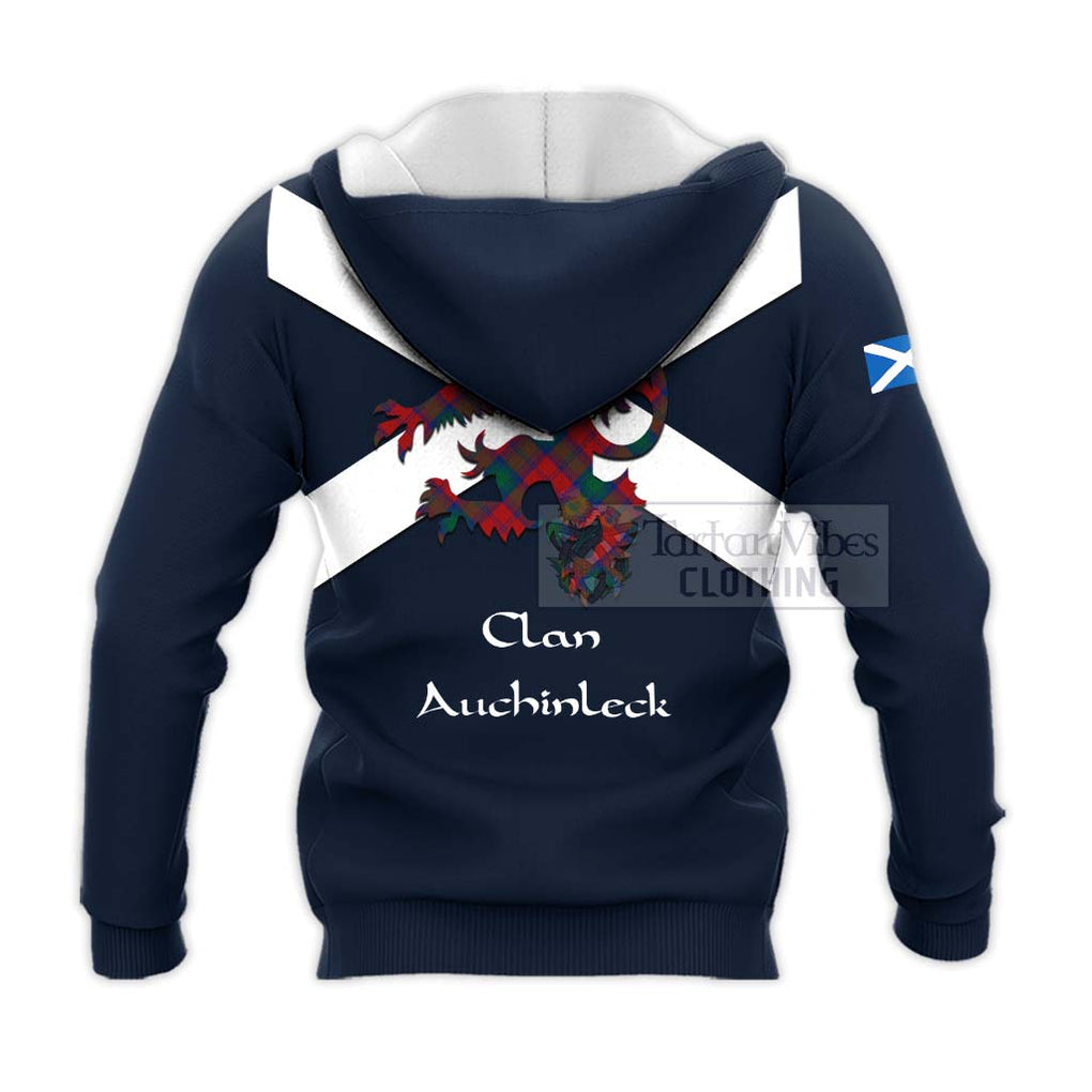 Tartan Vibes Clothing Auchinleck (Affleck) Tartan Lion Rampant Knitted Hoodie – Proudly Display Your Heritage with Alba Gu Brath and Clan Name