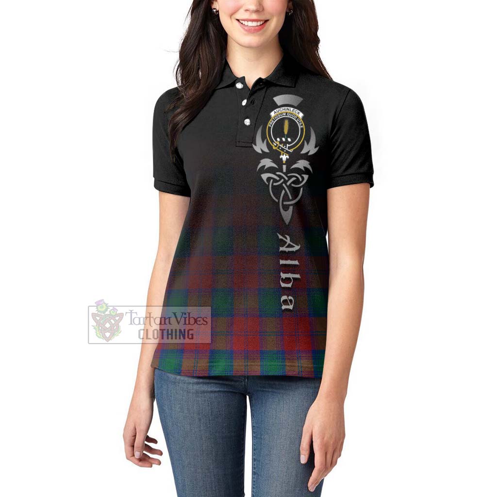 Tartan Vibes Clothing Auchinleck (Affleck) Tartan Women's Polo Shirt Featuring Alba Gu Brath Family Crest Celtic Inspired