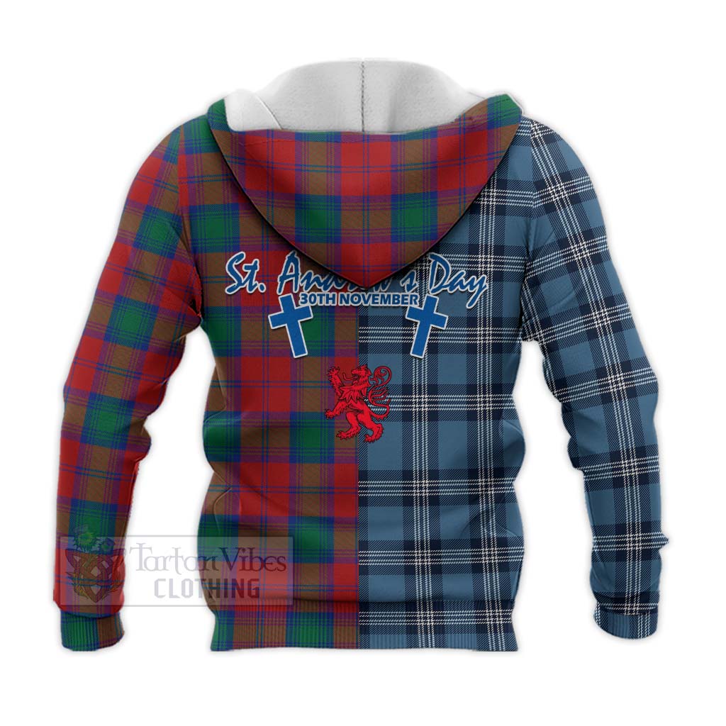 Tartan Vibes Clothing Auchinleck (Affleck) Tartan Knitted Hoodie Happy St. Andrew's Day Half Tartan Style