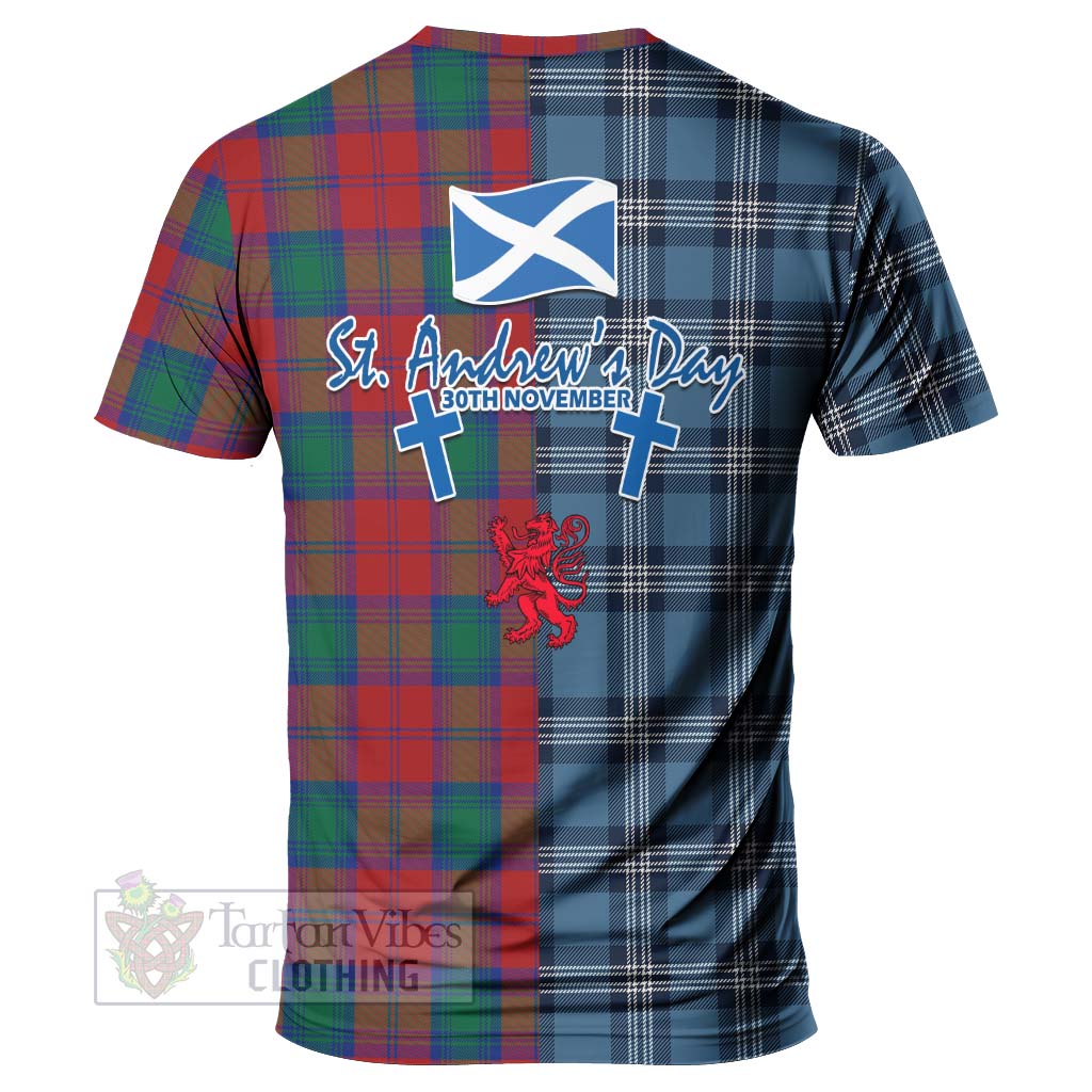 Tartan Vibes Clothing Auchinleck (Affleck) Tartan T-Shirt Happy St. Andrew's Day Half Tartan Style